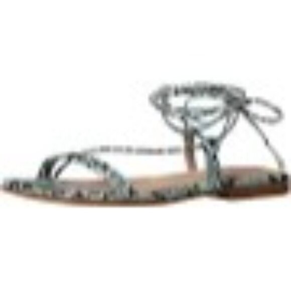 The Drop Women's Samantha Lace Up Sandal Blue Black Reptile Snake Size 7 NIB - Picture 6 of 6